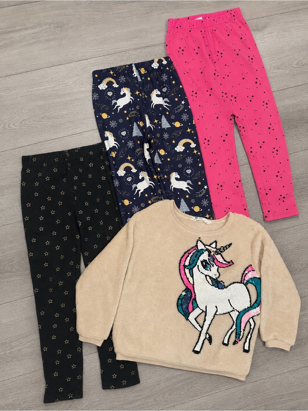 H&M Gap Kids Girls Sherpa Outfit Bundle Size 6 Unicorn Leggings